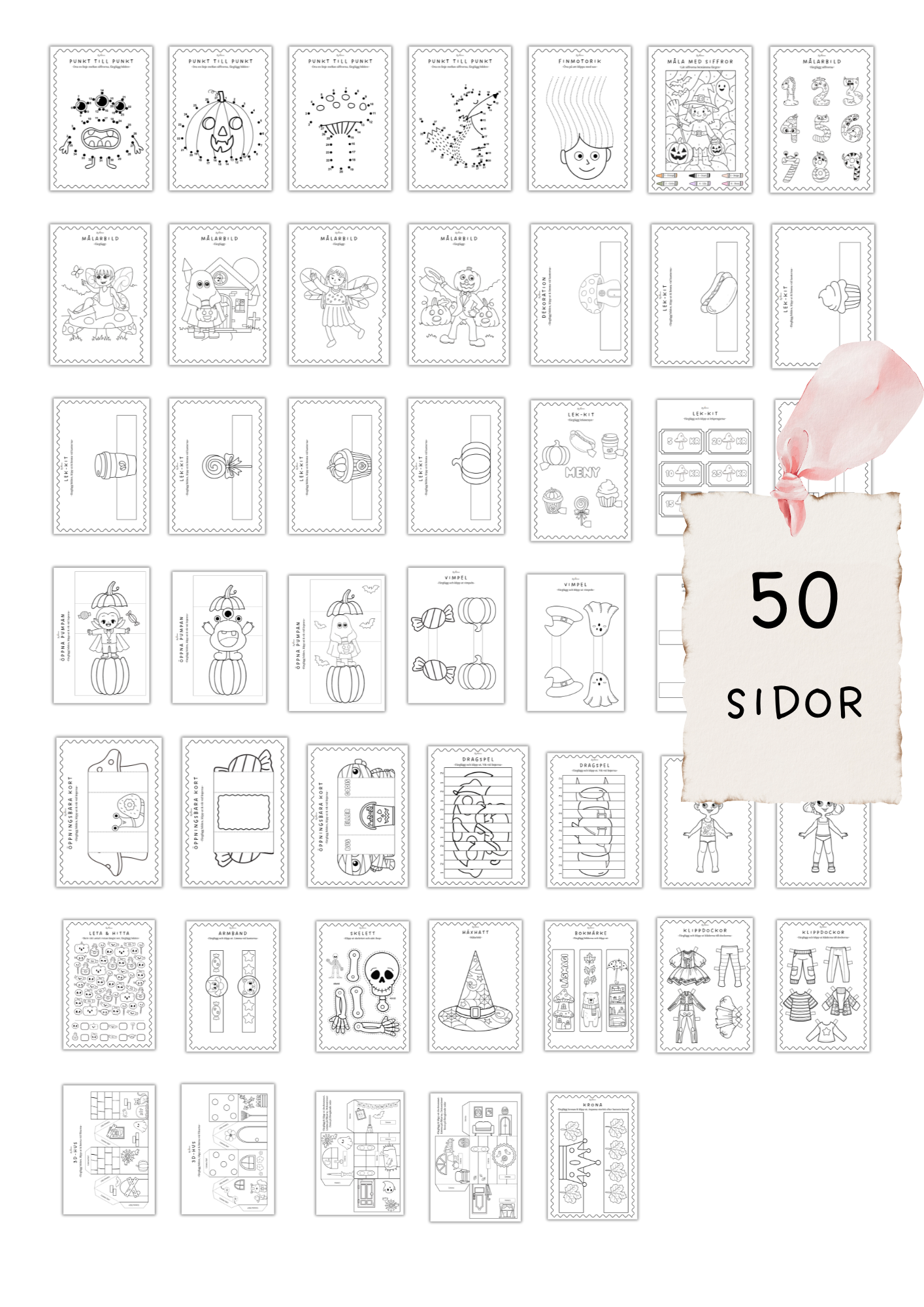 Höst och halloweenpyssel - Måla, klipp & klistra (PDF)