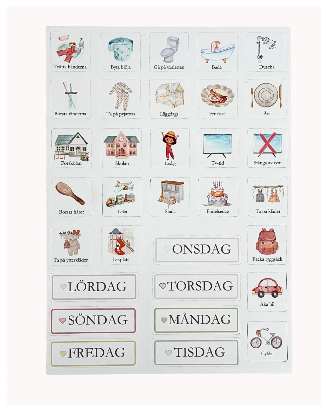 Dagsschema med bildstöd för barn i magnet (Kanin)
