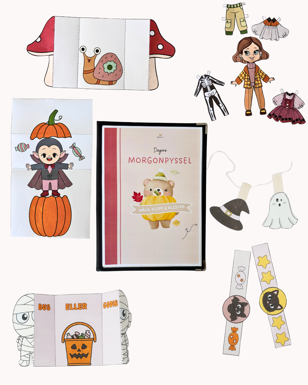 Höst och halloweenpyssel - Måla, klipp & klistra (PDF)